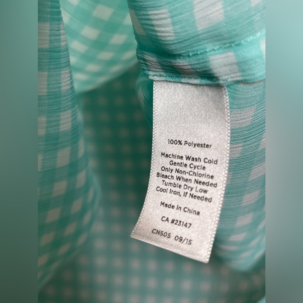 NWOT Talbots Sheer Aqua White Gingham Blouse‎ Size 2X - Picture 5 of 7
